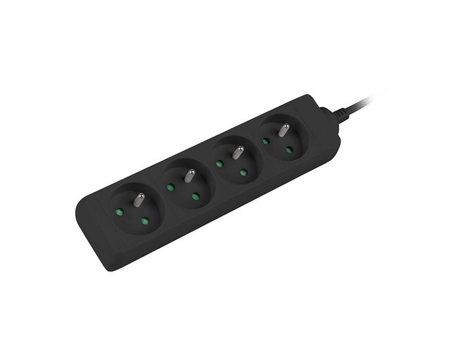 Black Power Strip with 4 Outlets