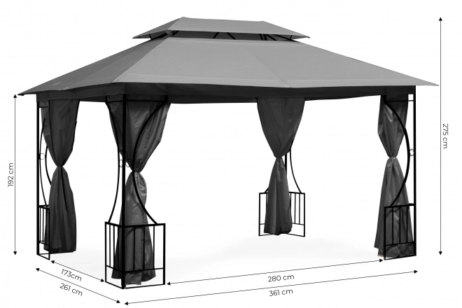 Garden Pavilion Tent 3x4m, Mosquito Net and Full Walls