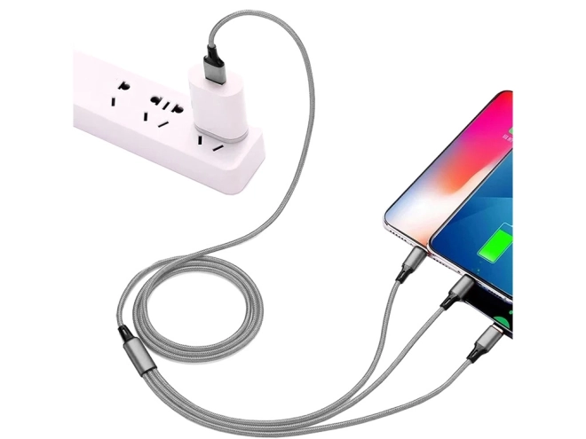 3v1 usb kabel za telefon lightning kabel iphone micro usb tip-c 1,2 m – Bílý