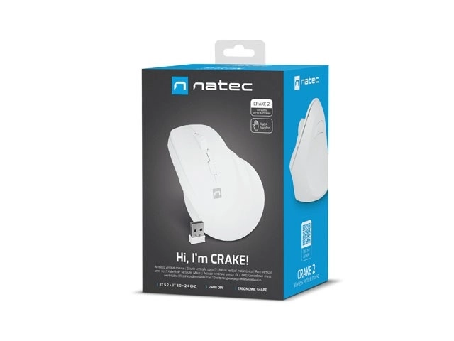 Vertical Wireless Mouse Crake 2 BT 5.2 + 2.4GHz White