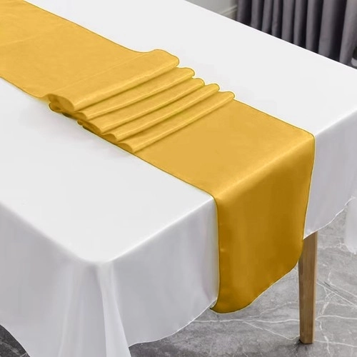 Gouden satijnen tafelloper Ruhhy 900x36 cm