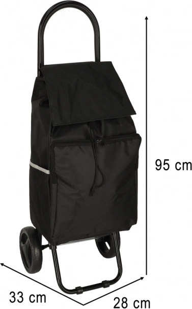 Černý nákupní vozík na kolečkách s rámem