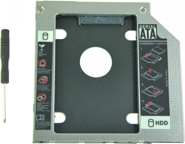 Aluminiový rámeček pro druhý disk 2,5" HDD 9,5 mm
