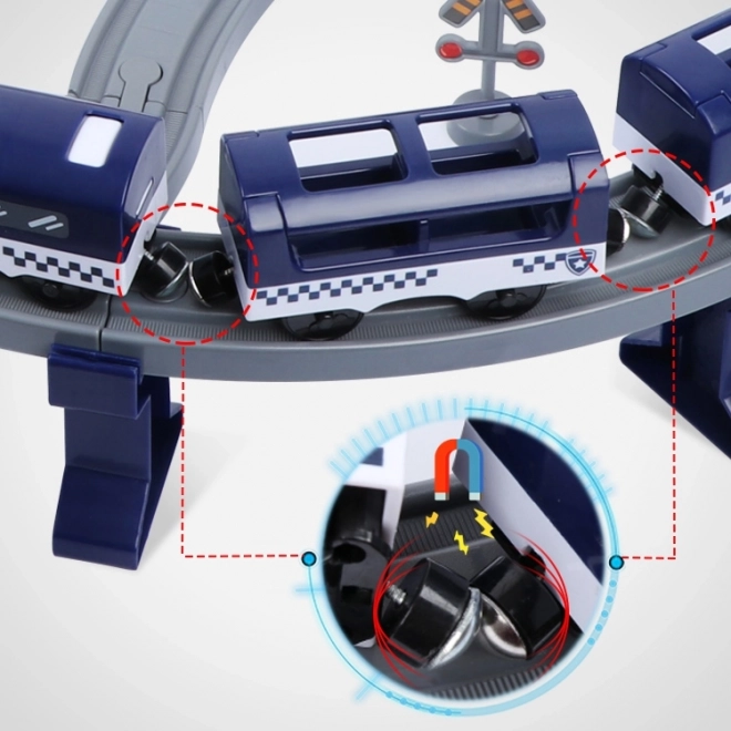 Electric Train Set with Police Cars and Helicopter