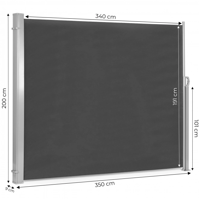 Folding Side Awning 350x200 cm Protective Screen for Garden or Terrace Anthracite MultiGarden