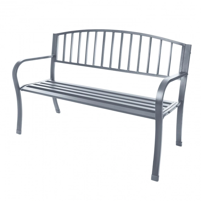 Garden bench with metal backrest in graphite color
