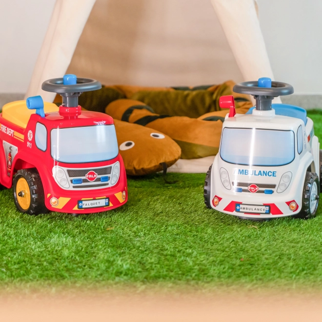 Ambulanza cavalcabile con sedile apribile e clacson