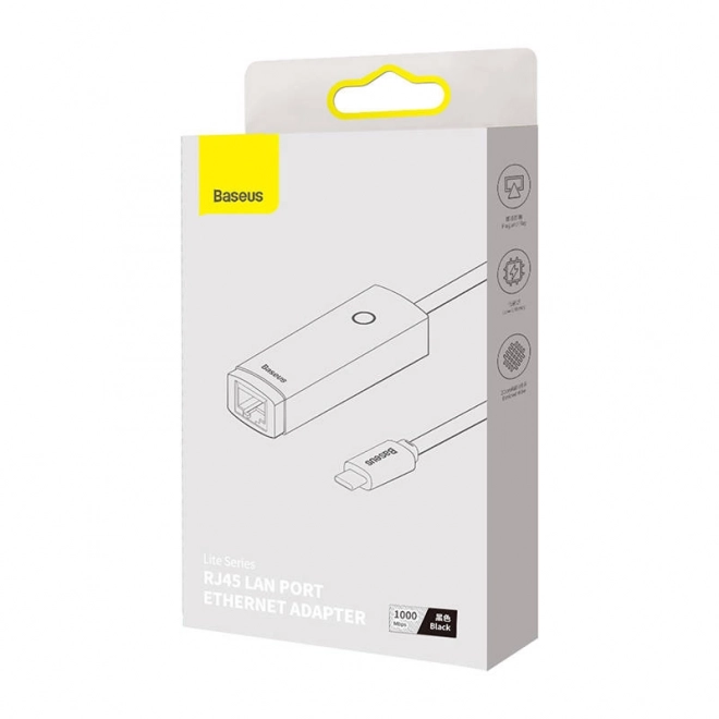 Baseus hálózati adapter USB-C és RJ45 csatlakozással (fekete)