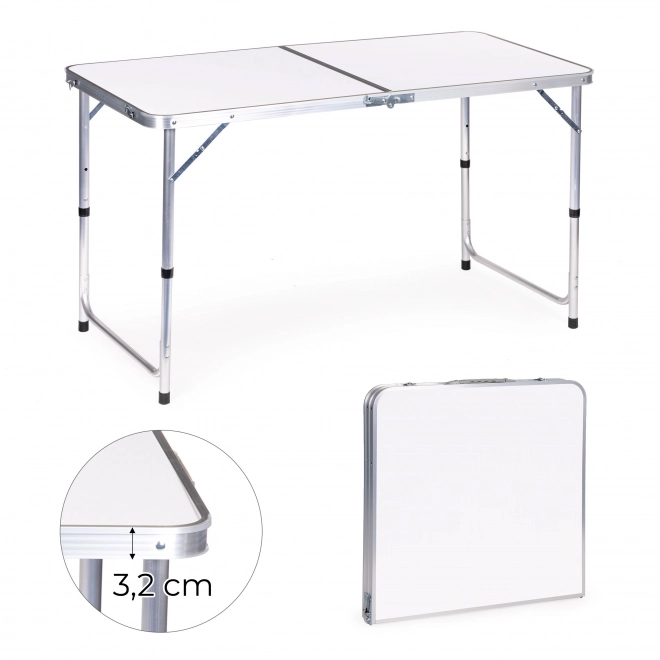 Tourist table folding camping table white top 120 x 60 cm