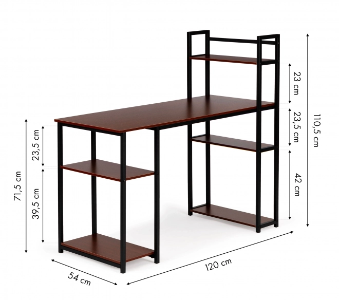 Modern home loft style desk with shelves