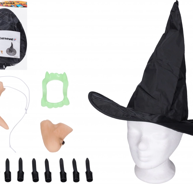 Set karneval - vještica (nos, brada, prsti, šešir i zubi)