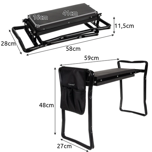 Garden Kneeler and Stool 3-in-1 with Tool Pouch