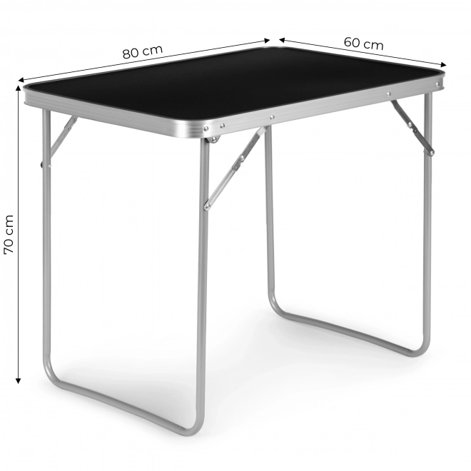 Tourist table folding picnic table top 80x60 cm black