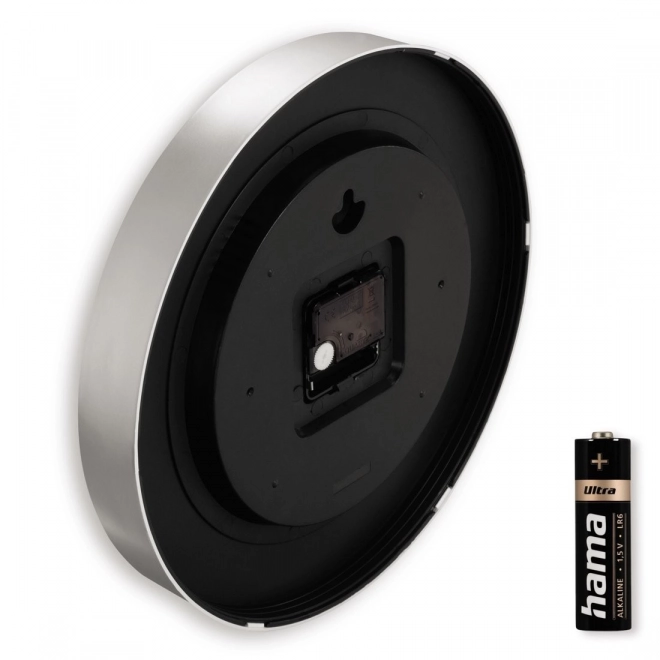 Wall Clock Sicily Silver and Black