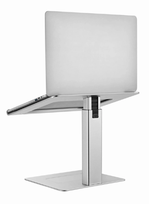 Silver laptop stand with adjustable height for 15.6 inch notebooks