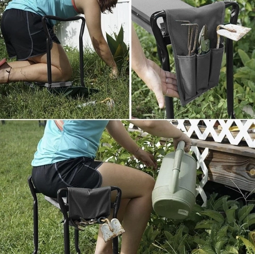 Garden Kneeler and Stool 3-in-1 with Tool Pouch