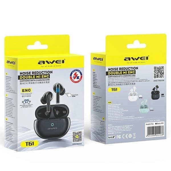 Auricolari Bluetooth Stereo T61 TWS Neri