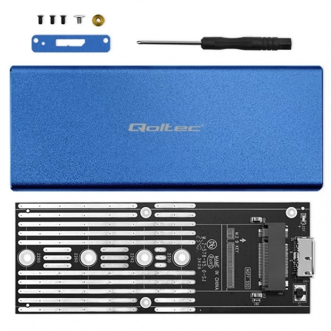 Blue Aluminum SSD Enclosure for M.2 SATA/NGFF Drives 2TB USB 3.0
