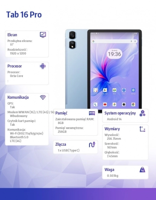 Tablet Tab 16 Pro LTE 11 Inch 8/256GB Blue