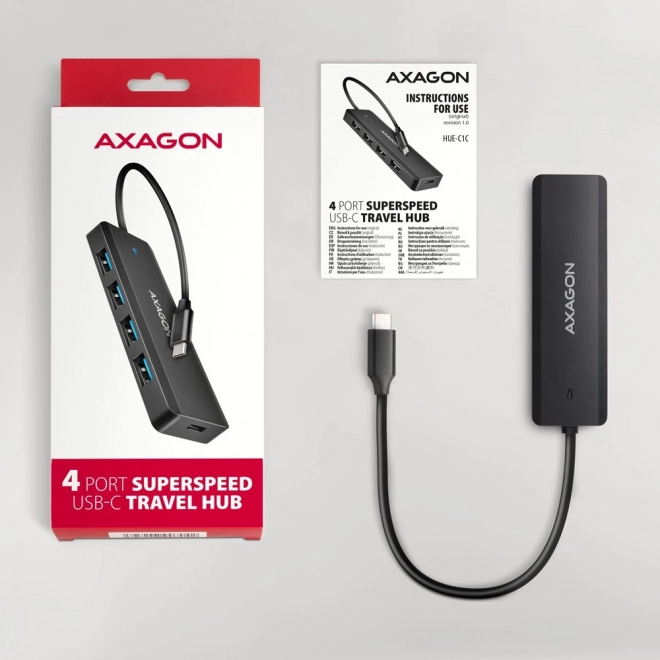 Axagon USB-C Hub 4-Port 5Gbps Travel with Power Delivery