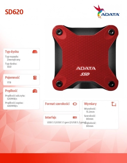 External SSD 1TB High-Speed Red