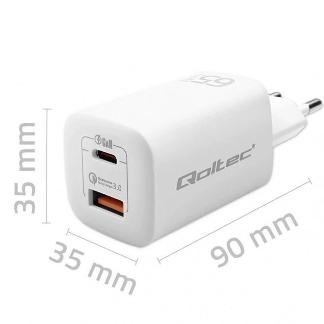 65W GaN ULTRA USB-C PD and USB QC 3.0 Wall Charger