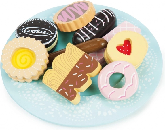Colorful wooden cookies for imaginative play