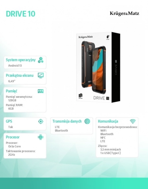 Durable Smartphone Kruger&Matz Drive 10