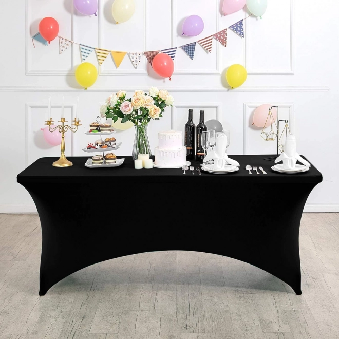 Housse élastique universelle pour table de restauration 180 cm noire