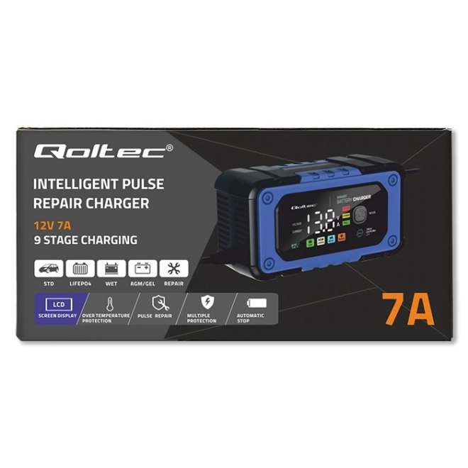 Inteligentní nabíječka baterií Qoltec s funkcí opravy 12V 7A LED 4 režimy