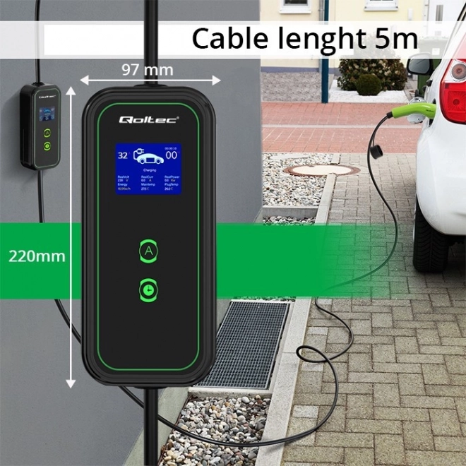 Qoltec elektromos autós töltő kétfunkciós 7kW 230V WiFi LCD