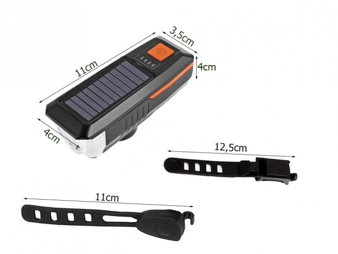 Front LED Bike Light with Solar Charging and Horn