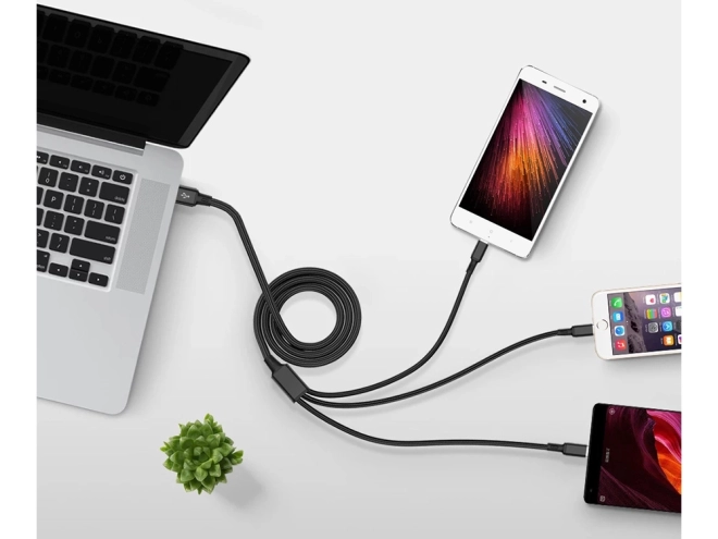 3v1 usb kabel za telefon lightning kabel iphone micro usb tip-c 1,2 m – Černý