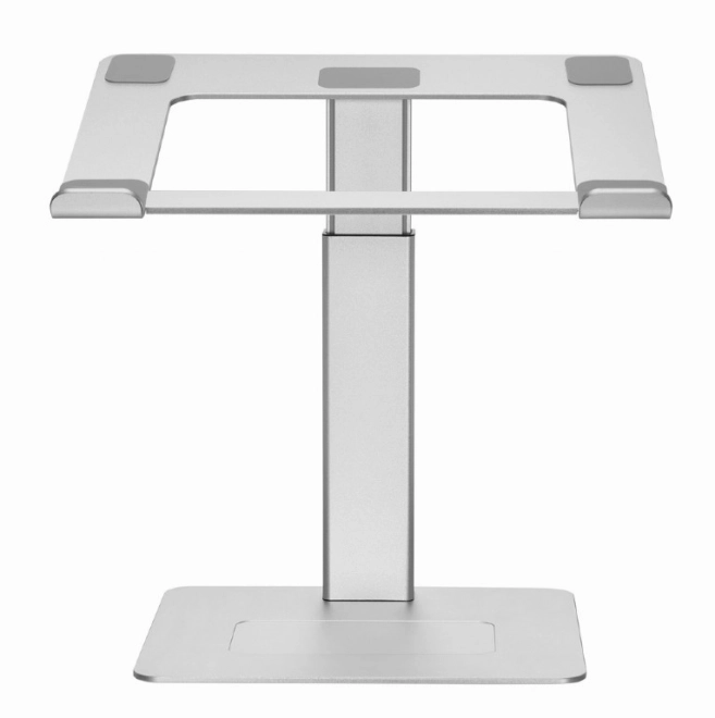 Silver laptop stand with adjustable height for 15.6 inch notebooks
