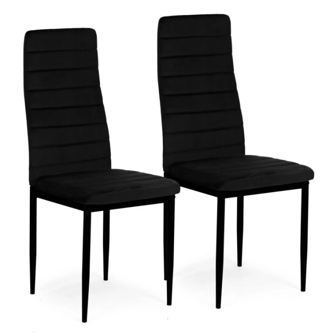 Black velvet chairs with shaped backrest - set of 4 pieces