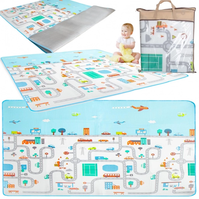Large Foldable Foam Play Mat City Design