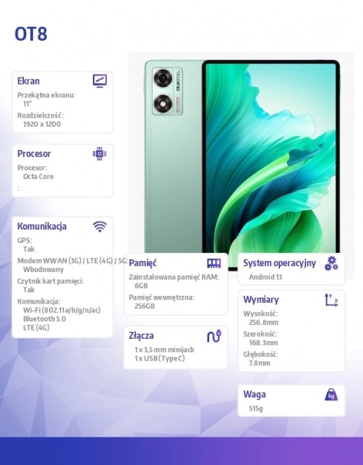 Tablet 4G with 11-inch Display and 256GB Storage in Green