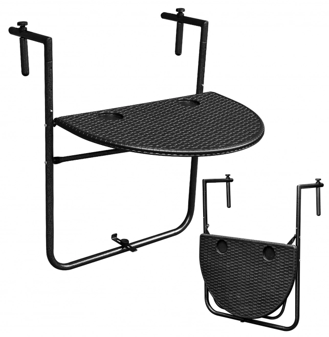 Folding Balcony Table Hung on Railing, Black