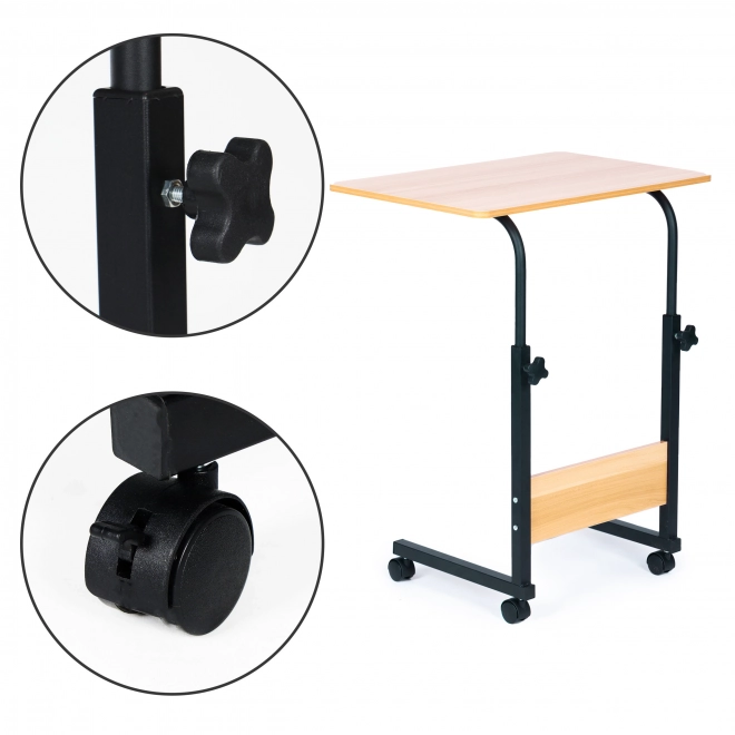Mobile Laptop Table with Wheels - Brown