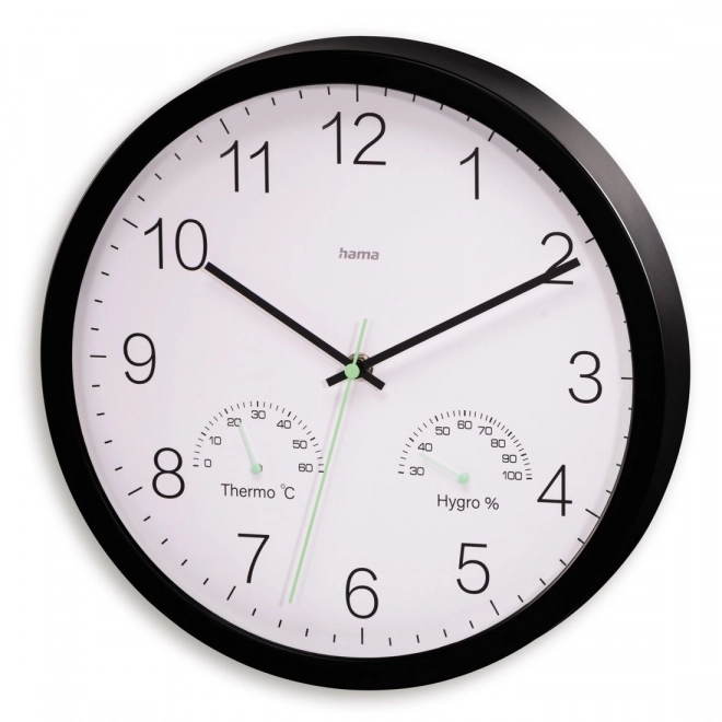 Elegant 30cm Black Wall Clock Santorini