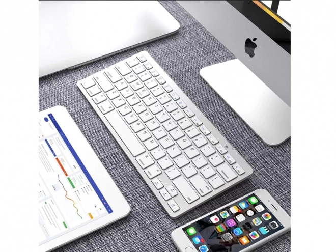 Tastiera senza fili Bluetooth per pc ipad mac piccolo profilo sottile basso – Bianco