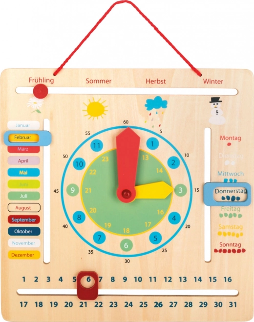 Educational Calendar with Clock for Children in German