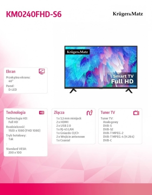 40 Inch Smart FHD TV with DVB-T2/S2