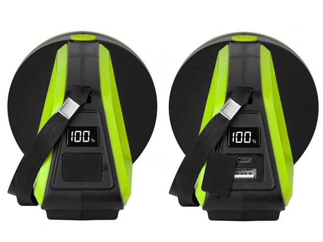 Green tactical flashlight with power bank