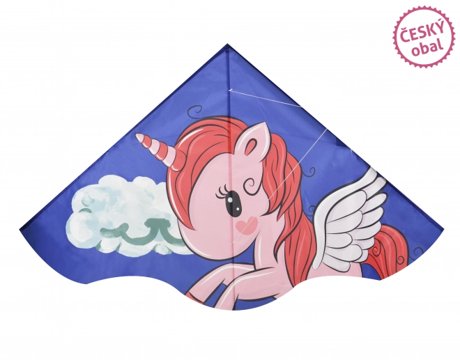 Flying Delta Kite with Unicorn Design
