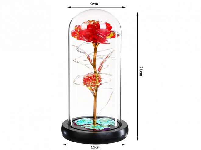 Rosa eterna con luce LED RGB in vetro