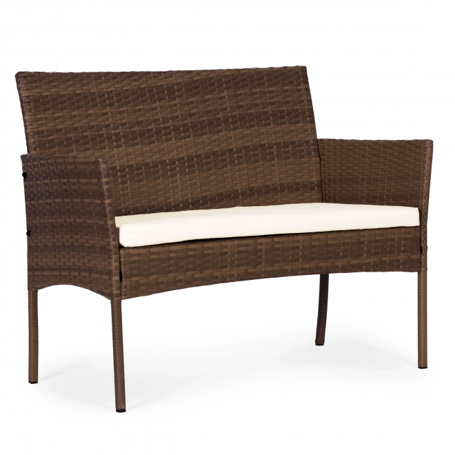 Garden furniture set with rattan look – bench, table, chairs brown MultiGarden