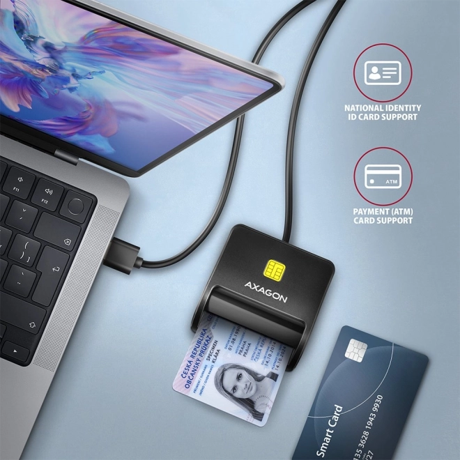 Lettore di carte ID USB con cavo da 1,3m