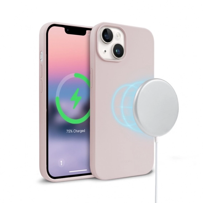 Magnetic Liquid Silicone Case for iPhone 14 and iPhone 13 - Sandy Pink