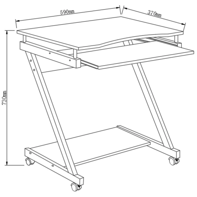 Mobile Computer Desk with Shelf